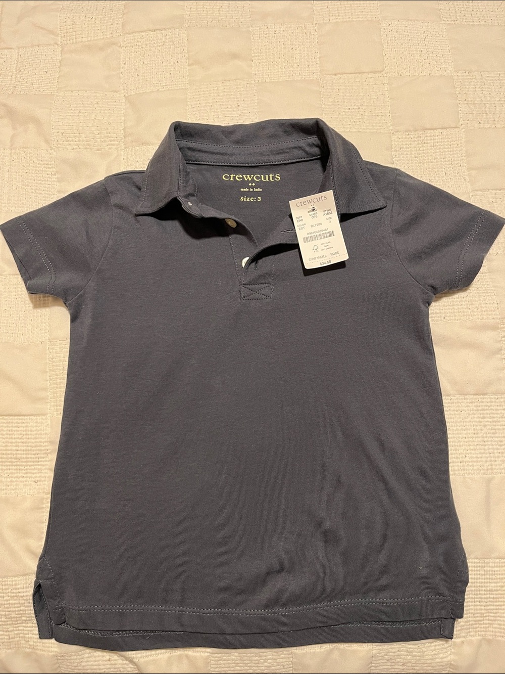 NWT Crewcuts Kids charcoal Blue cotton Polo Shirt SIZE 3